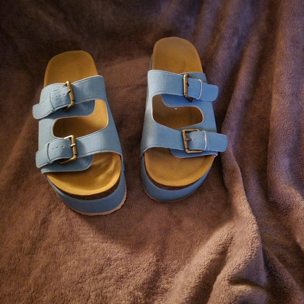 Blue Double-Strap Women's Sandals
